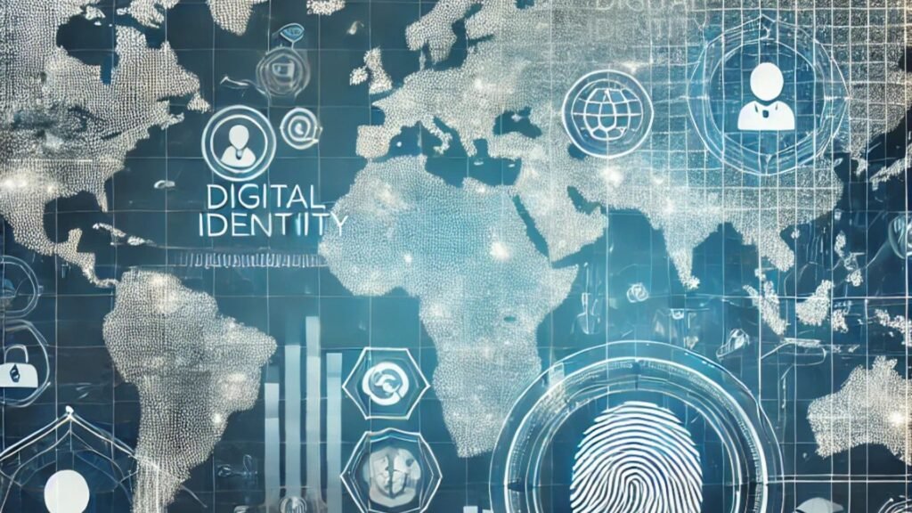 Representação gráfica de uma identidade digital global conectando pessoas ao redor do mundo.