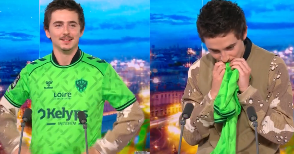 Timothée Chalamet é surpreendido ao vivo e ganha camisa de time do coração