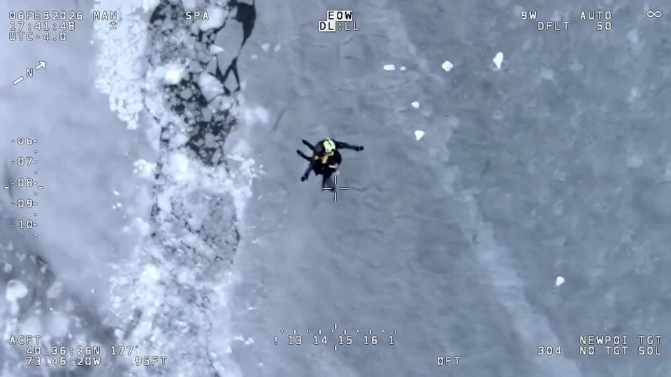 Vídeo: Equipes resgatam homens que caíram no gelo em Nova York