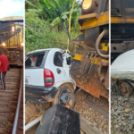 Homem morre após carro ser arrastado por trem em Juiz de Fora (MG)
